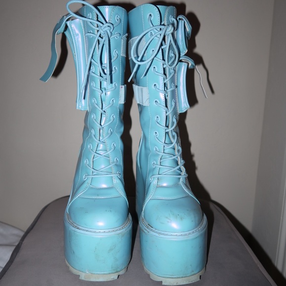 Demonia Shoes - Demonia Blue Platform Shoes Size 9